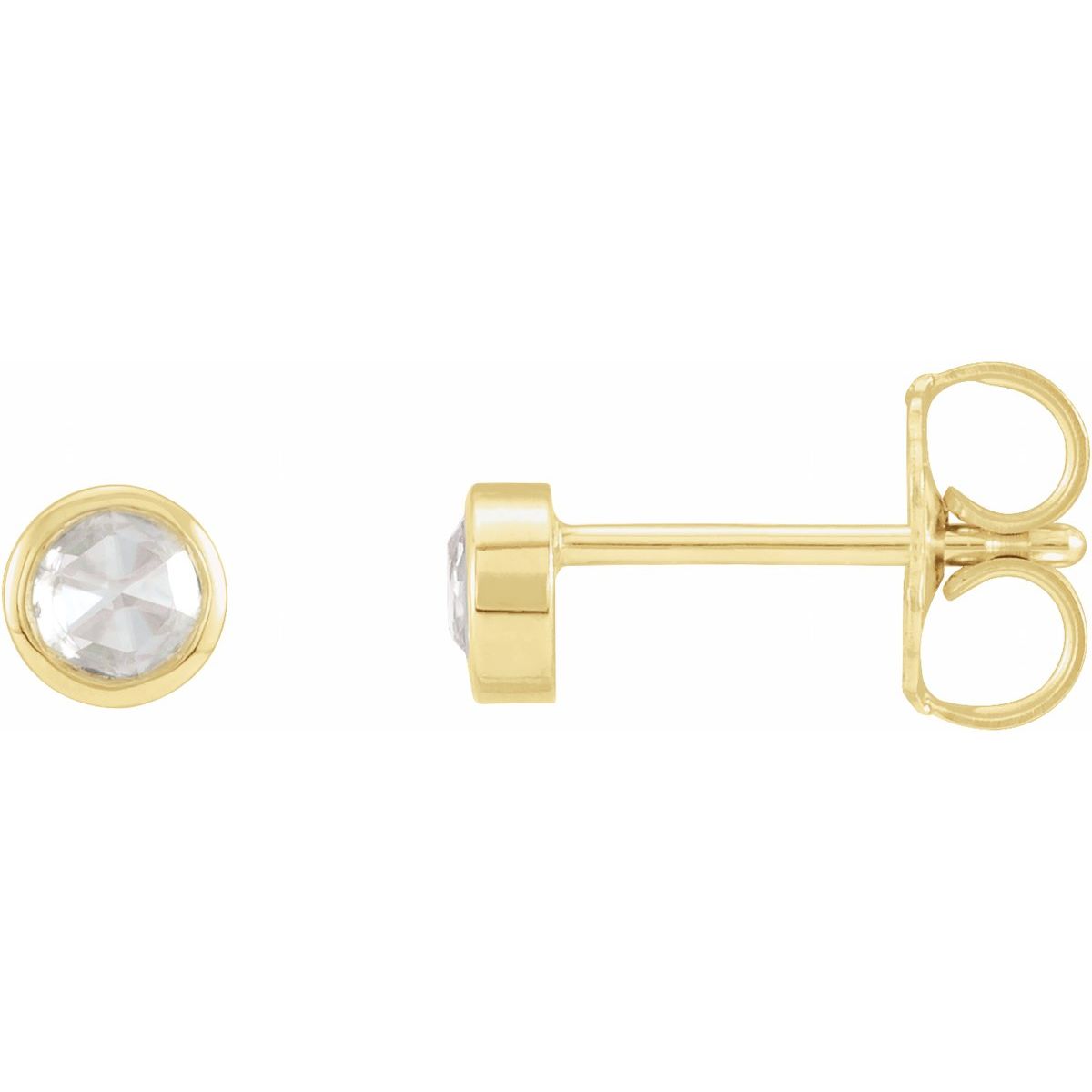 .05 CTW Rose-Cut Natural Diamond Bezel-Set Earrings in 14k yellow gold