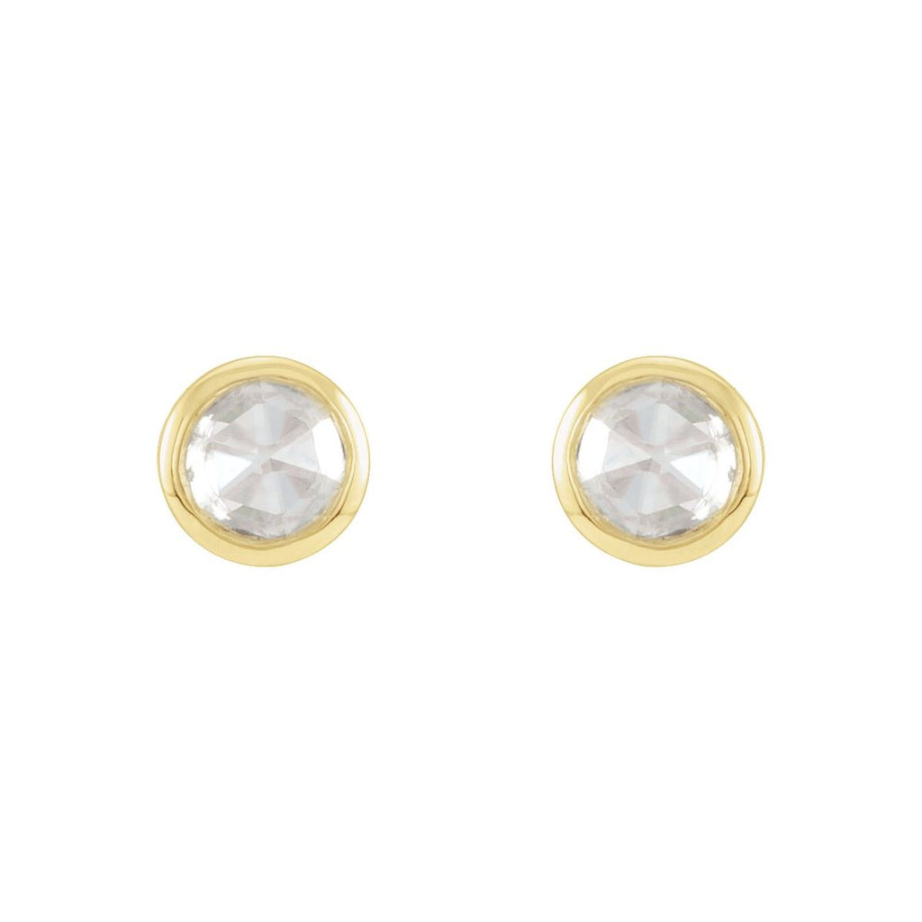 .05 CTW Rose-Cut Natural Diamond Bezel-Set Earrings in 14k yellow gold