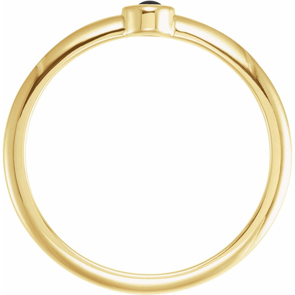 Cabochon Natural Black Onyx Stackable Ring in 14k yellow gold