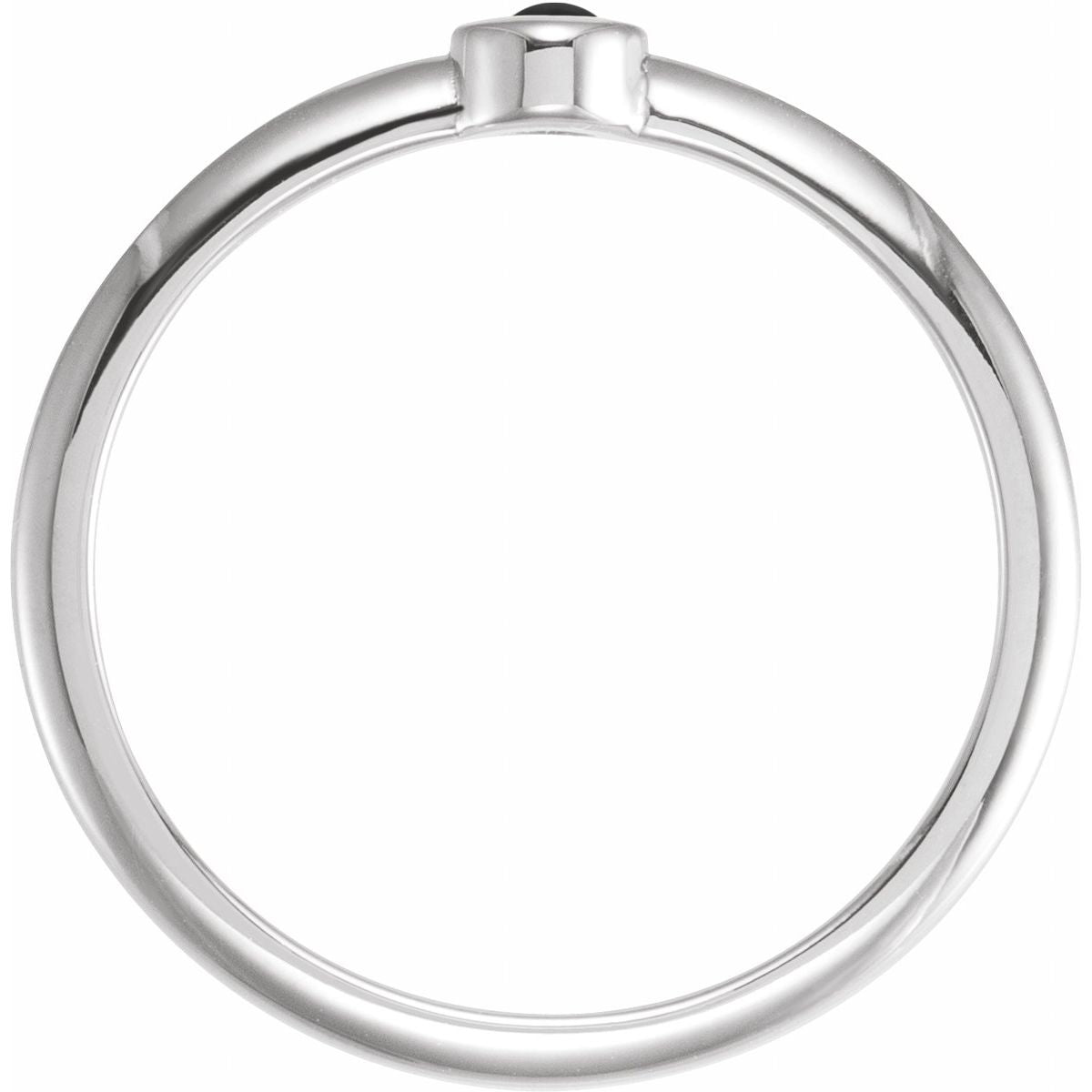 Cabochon Natural Black Onyx Stackable Ring in 14k white gold