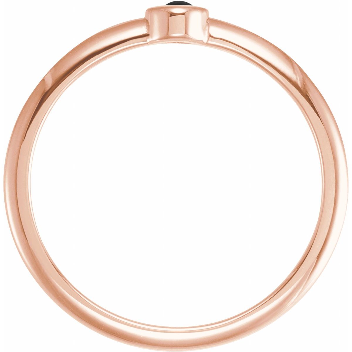 Cabochon Natural Black Onyx Stackable Ring in 14k rose gold