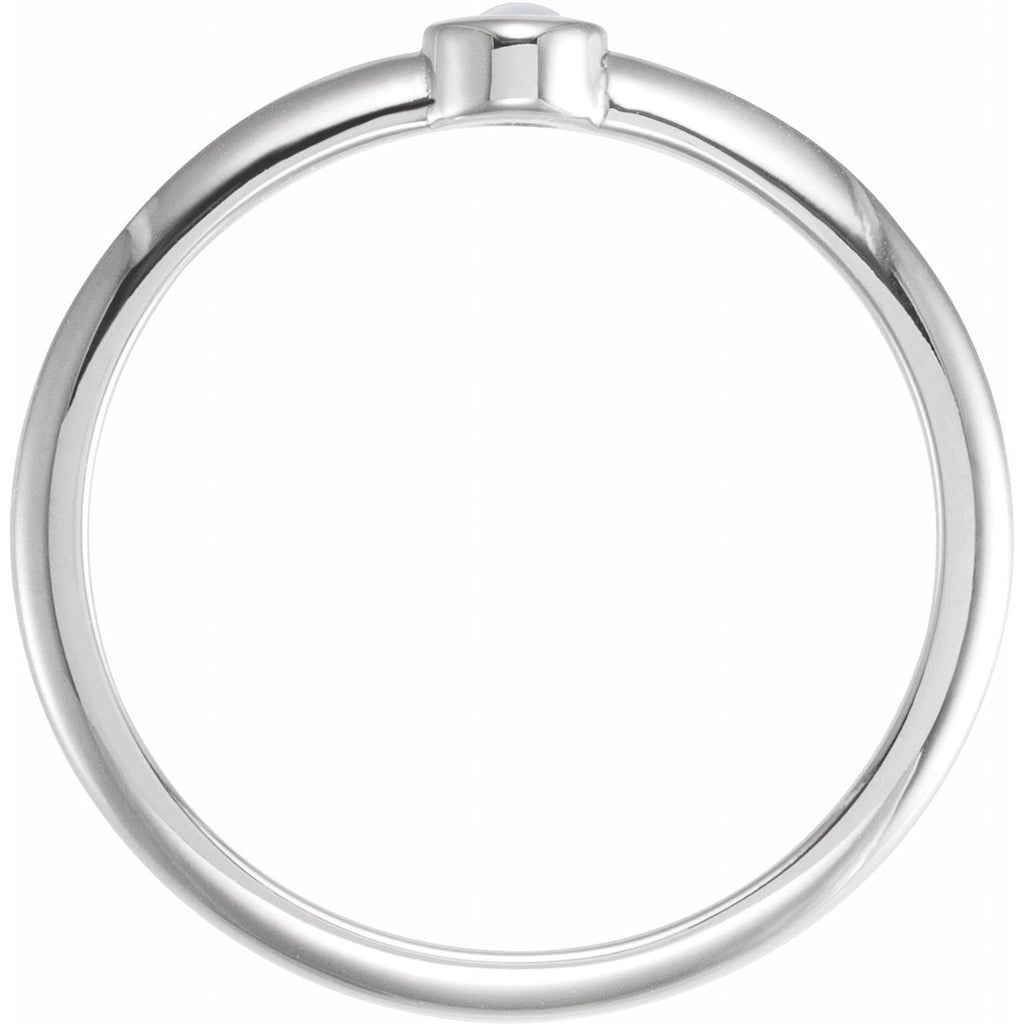 Cabochon Natural Rainbow Moonstone Stackable Ring in 14k white gold