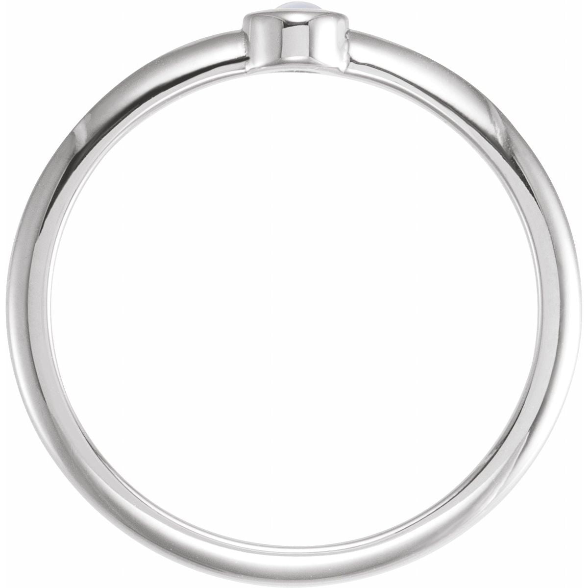 Cabochon Natural Rainbow Moonstone Stackable Ring in 14k white gold