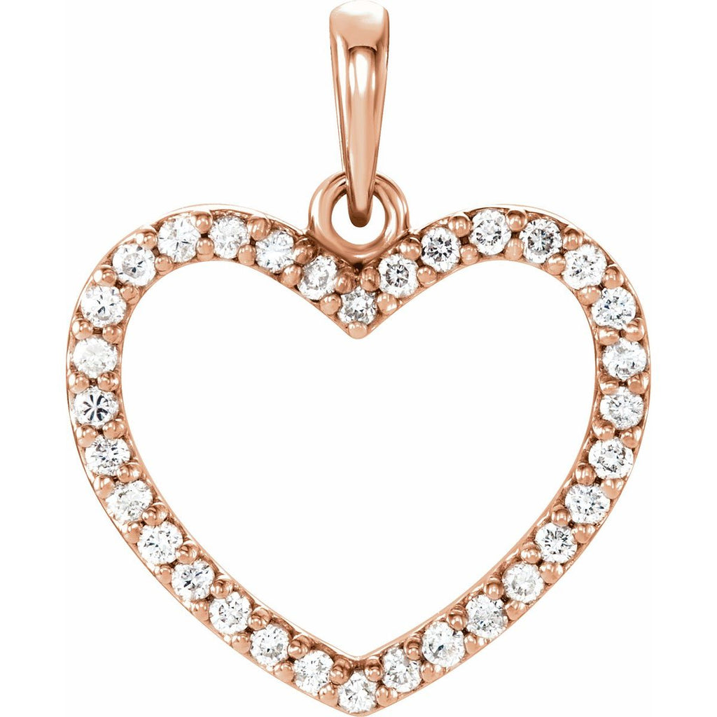 1/5 CTW Natural Diamond Heart Pendant in 14k rose gold
