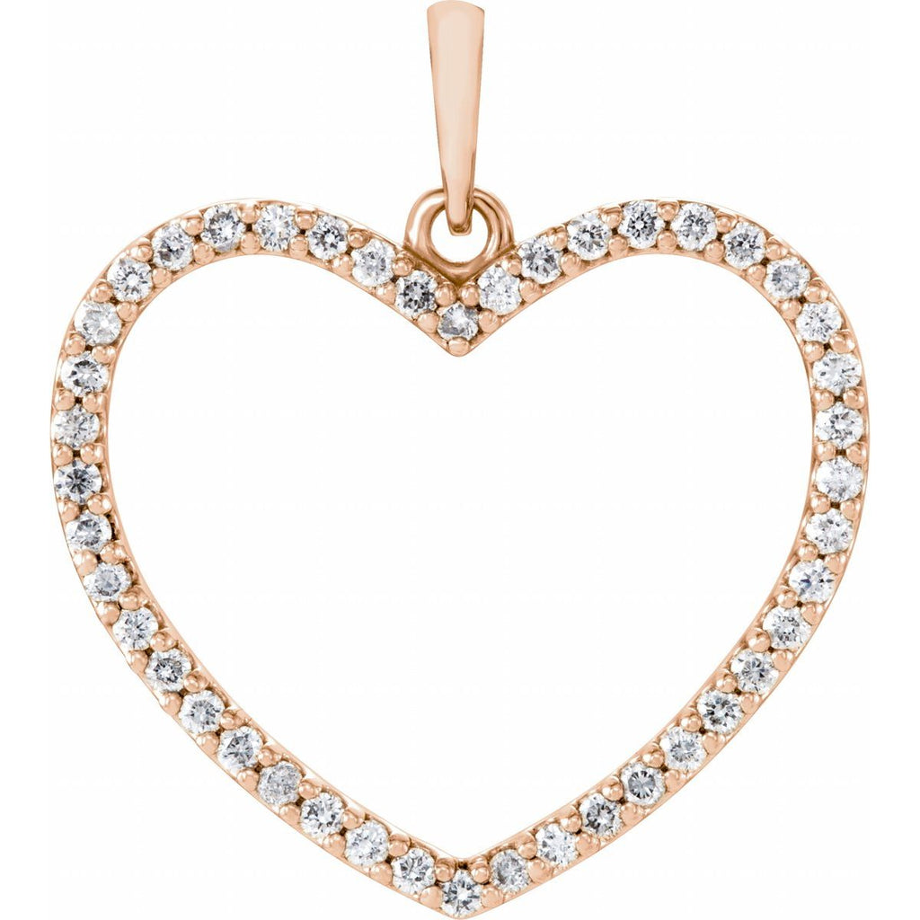 1/3 CTW Natural Diamond Heart Pendant in 14k rose gold