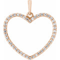 1/3 CTW Natural Diamond Heart Pendant in 14k rose gold