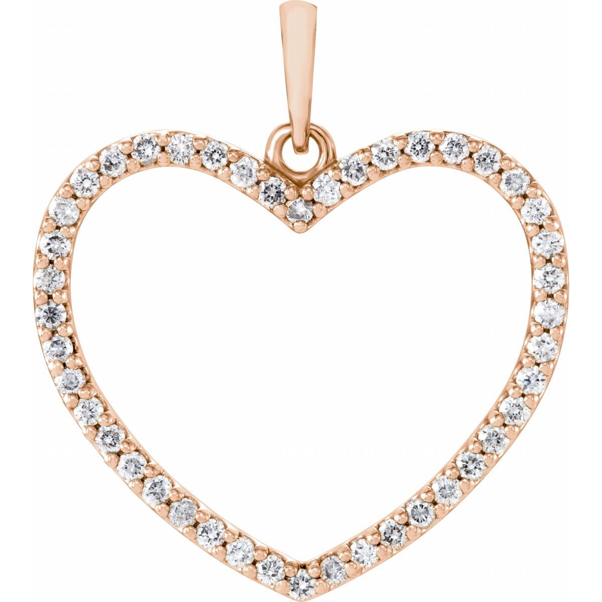 1/3 CTW Natural Diamond Heart Pendant in 14k rose gold