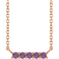 Natural Alexandrite Bar Necklace in 14k rose gold