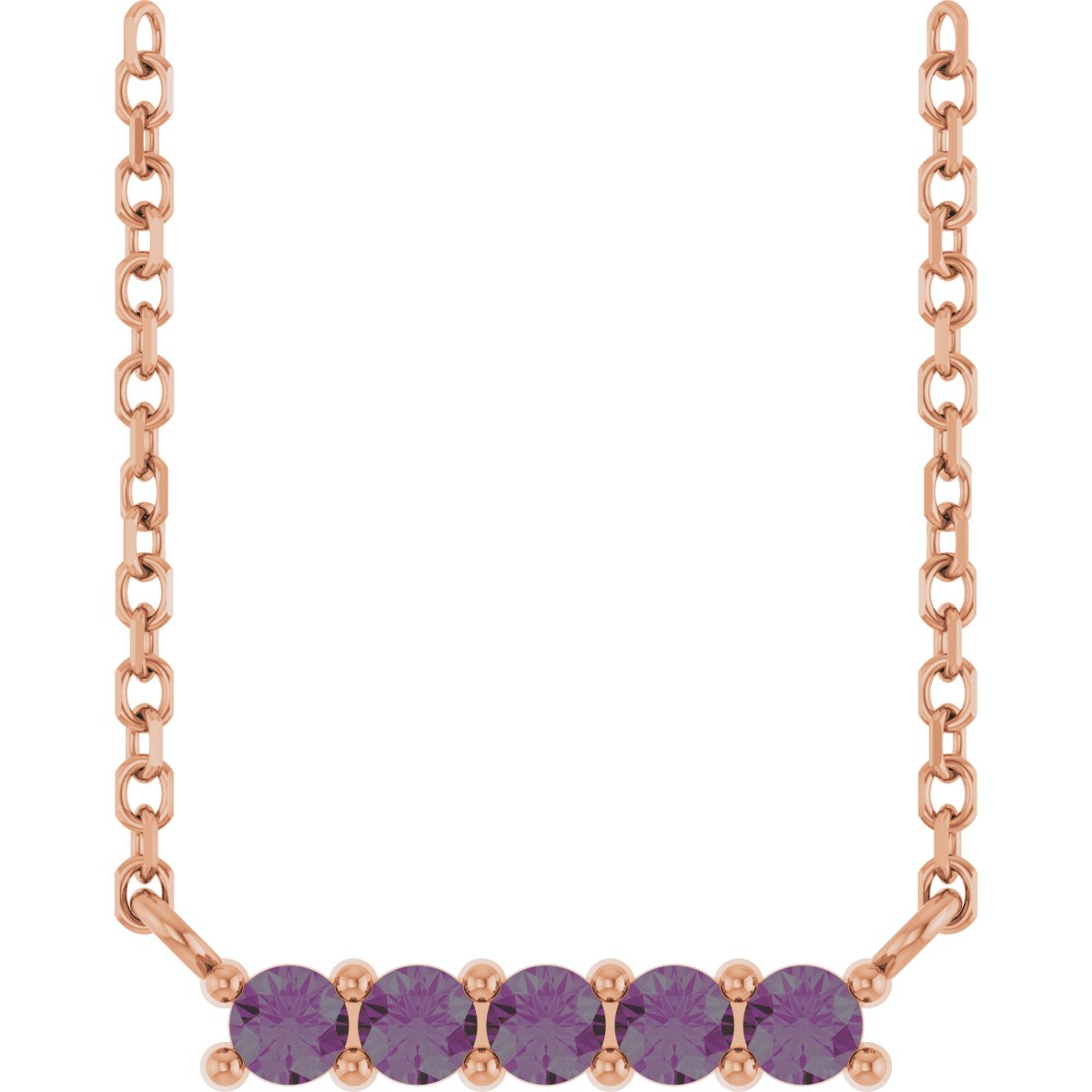 Natural Alexandrite Bar Necklace in 14k rose gold