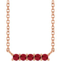 Natural Ruby Bar Necklace in 14k rose gold