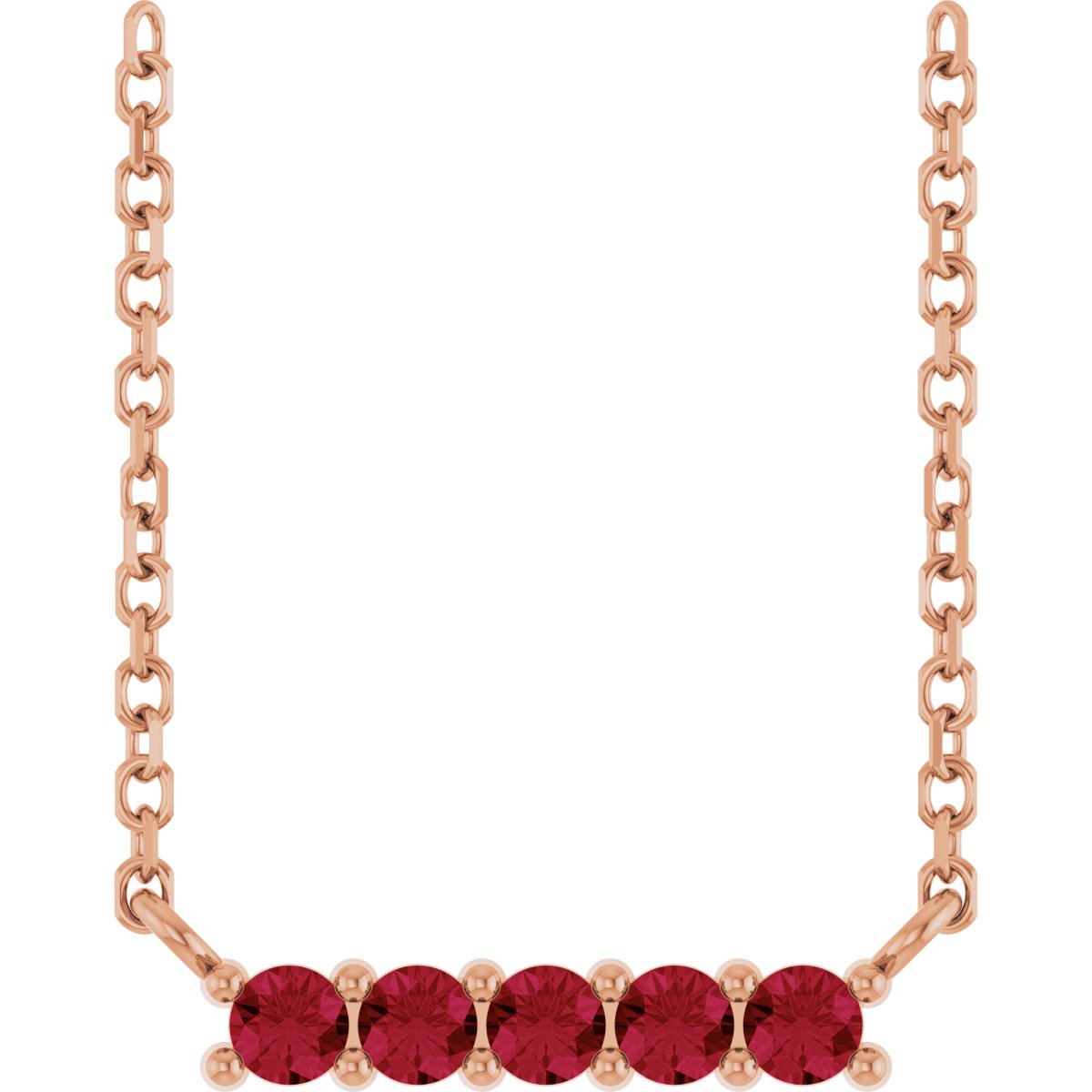 Natural Ruby Bar Necklace in 14k rose gold