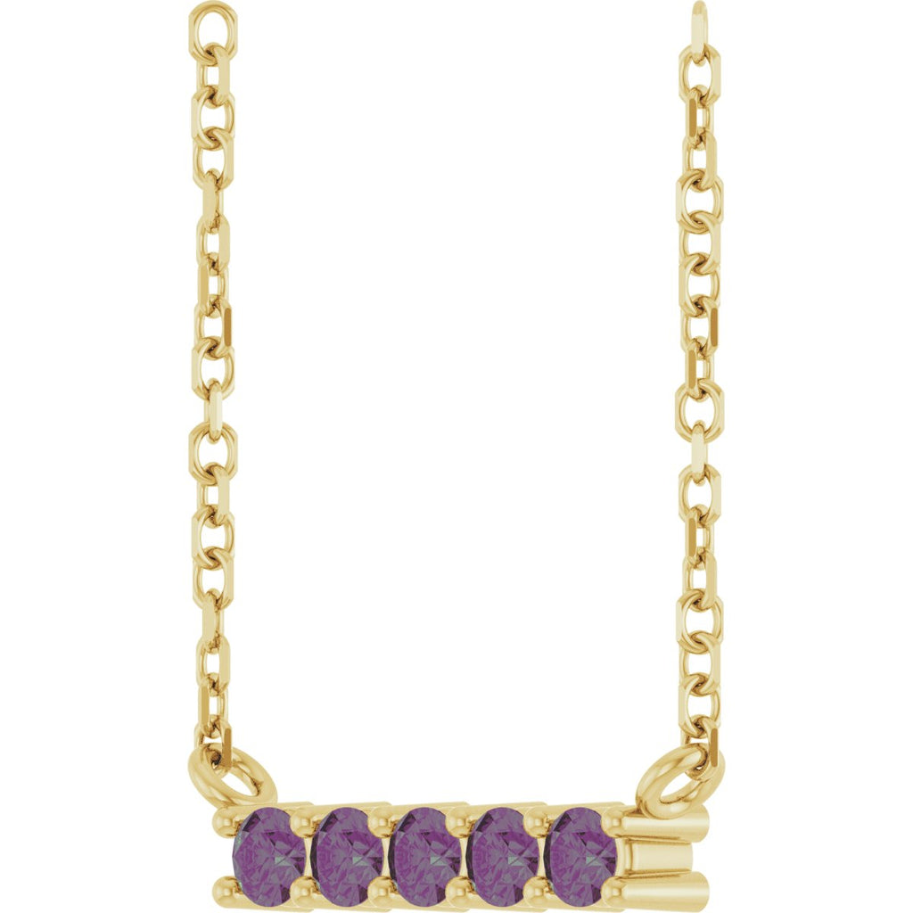 Natural Alexandrite Bar Necklace in 14k yellow gold