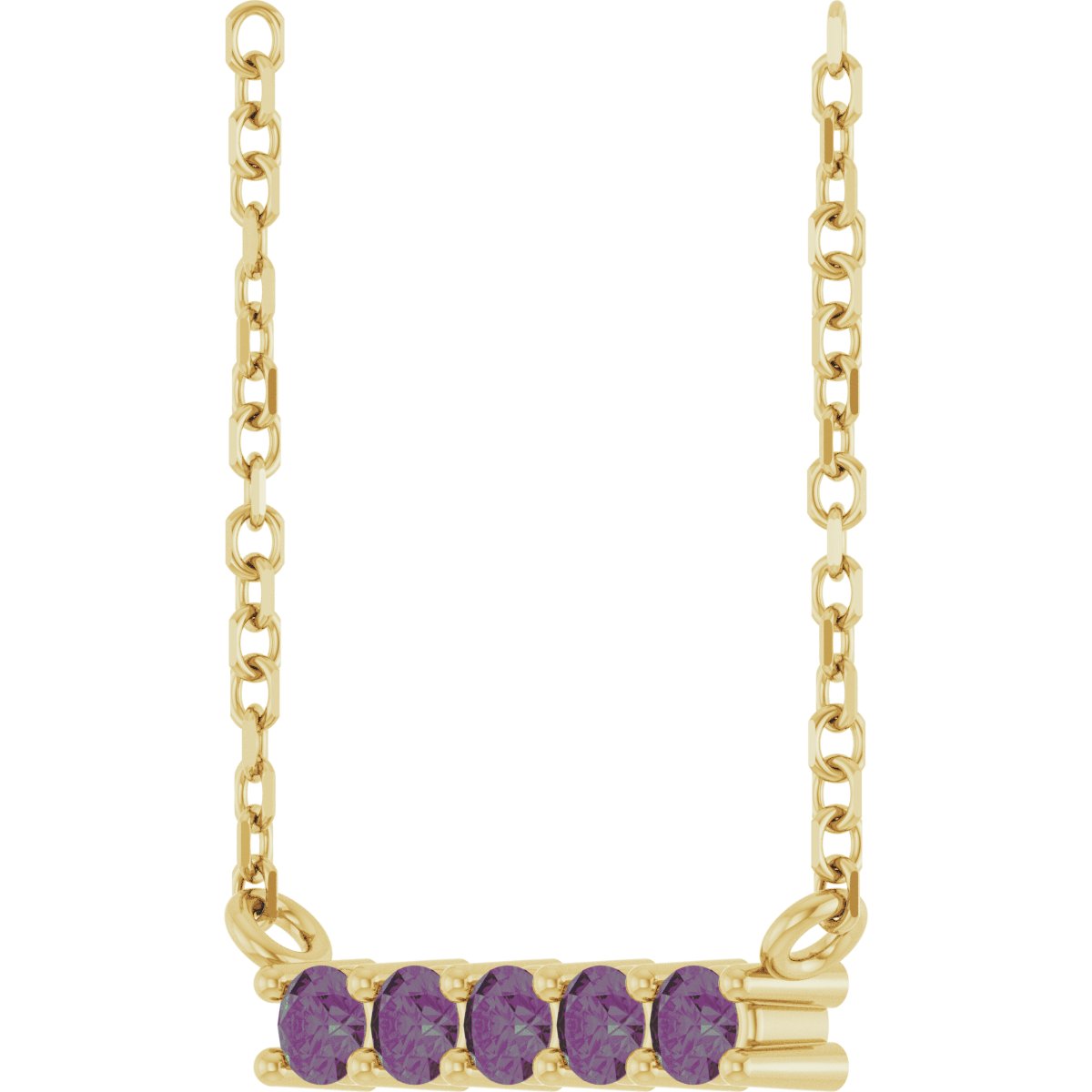 Natural Alexandrite Bar Necklace in 14k yellow gold