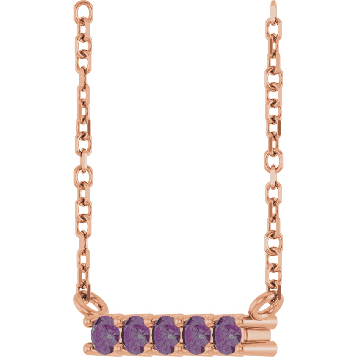 Natural Alexandrite Bar Necklace in 14k rose gold