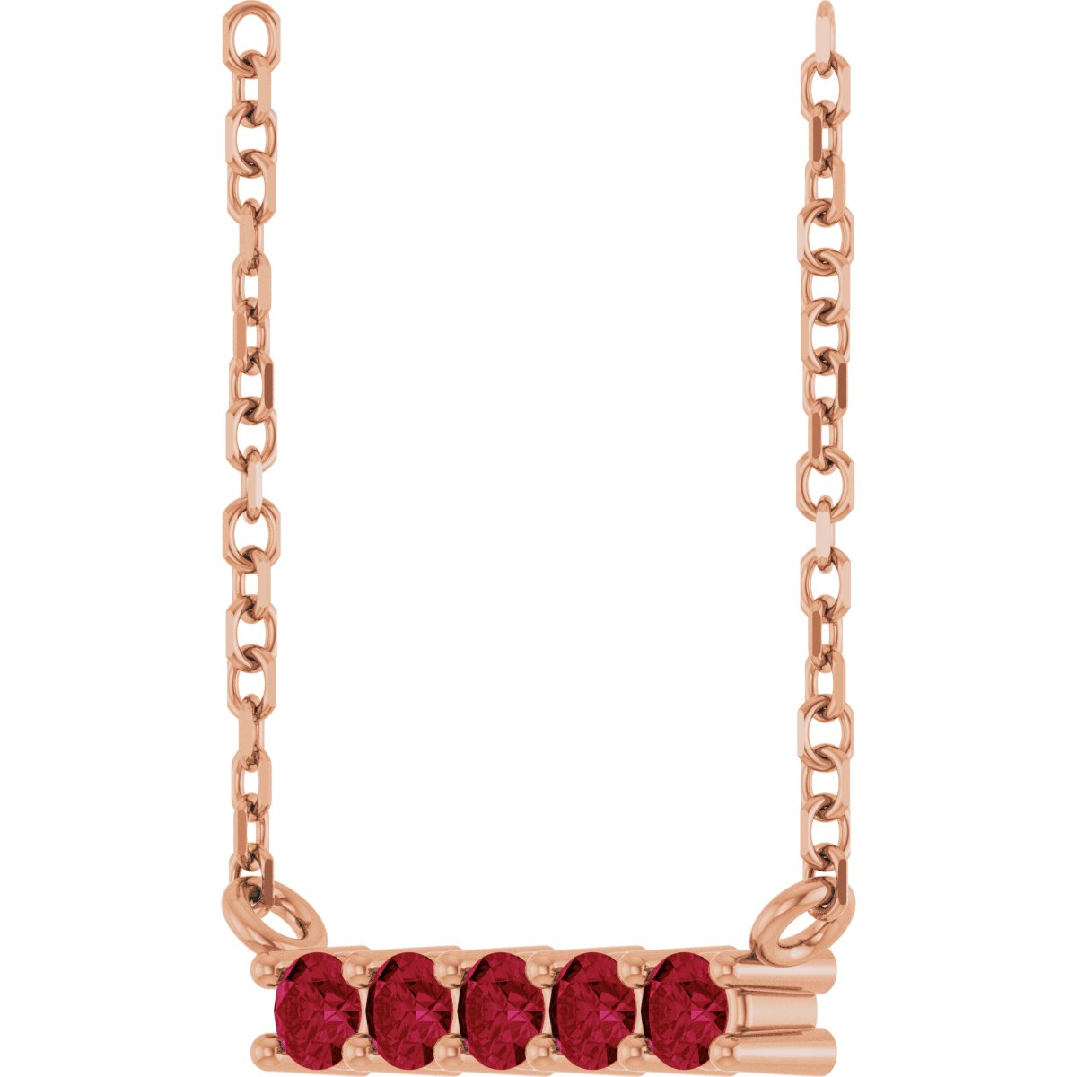 Natural Ruby Bar Necklace in 14k rose gold