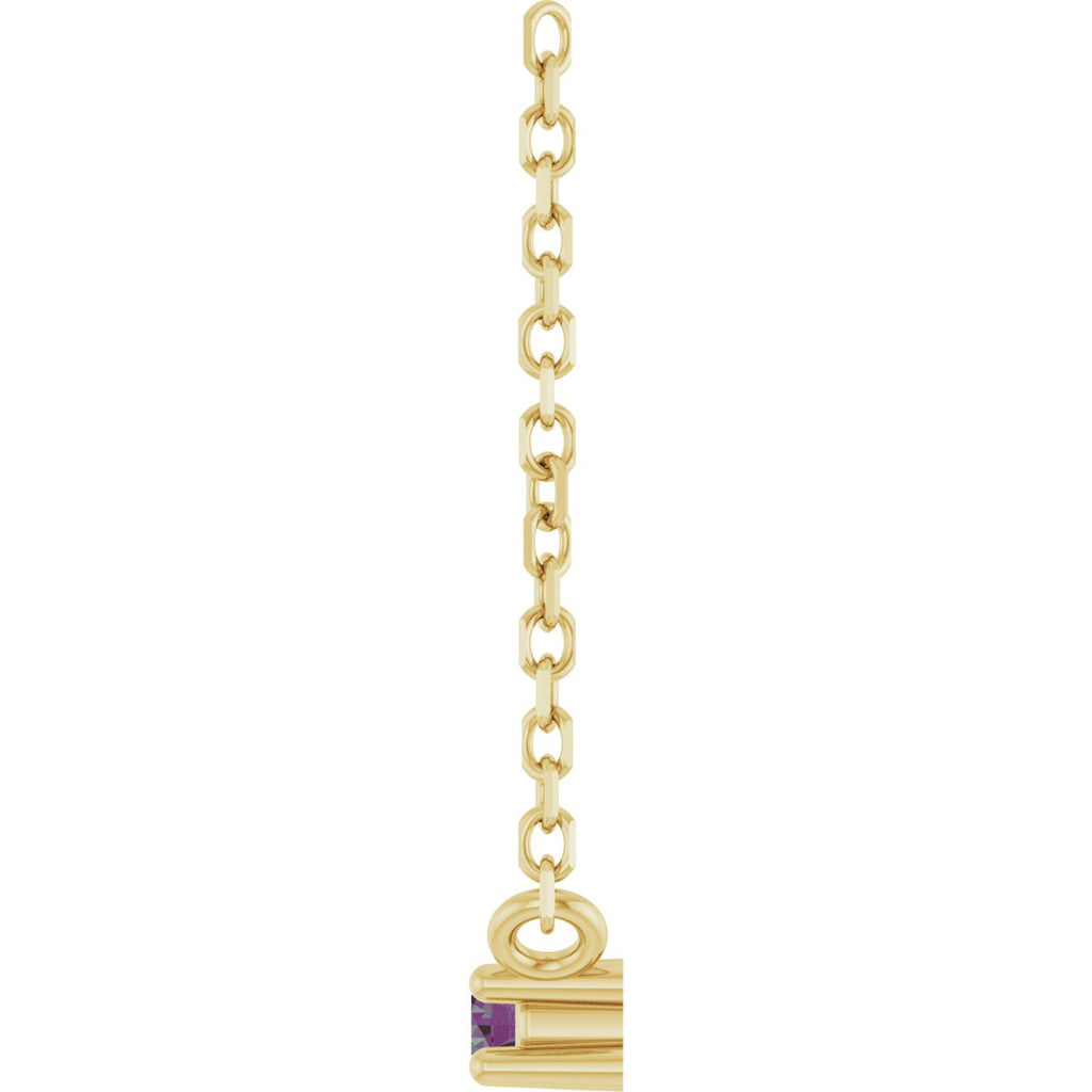 Natural Alexandrite Bar Necklace in 14k yellow gold