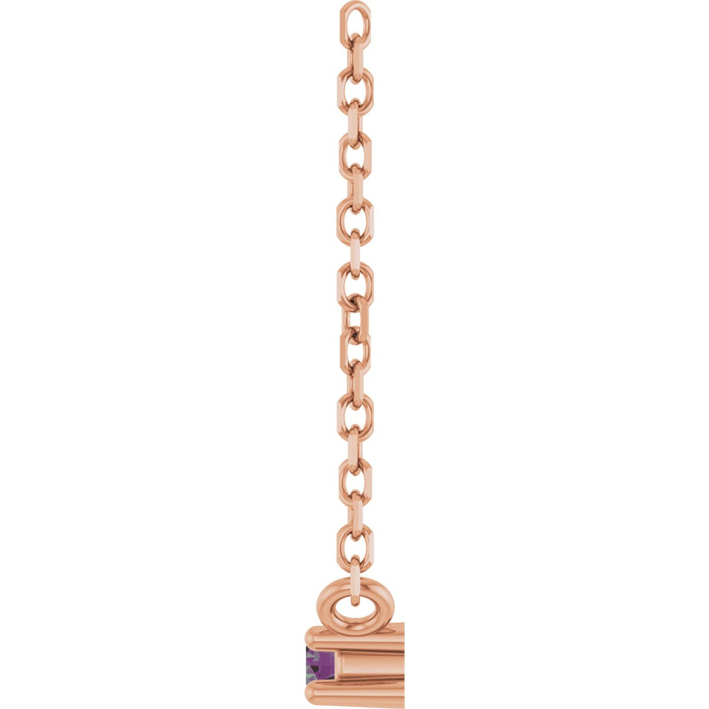 Natural Alexandrite Bar Necklace in 14k rose gold