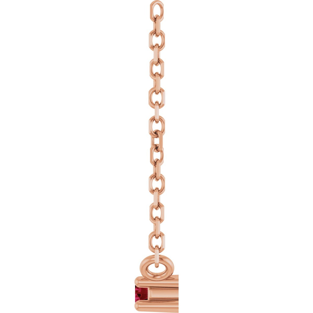 Natural Ruby Bar Necklace in 14k rose gold