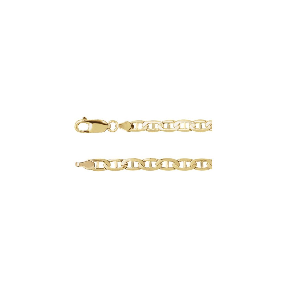 4.5 mm Curbed Anchor Chain in 14k yellow gold