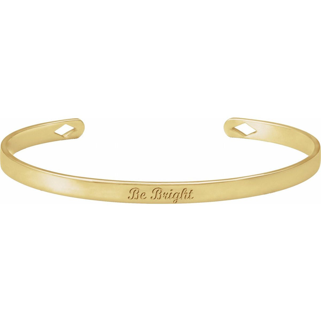 Engravable Pierced Diamond Cuff Bracelet in 14k yellow gold