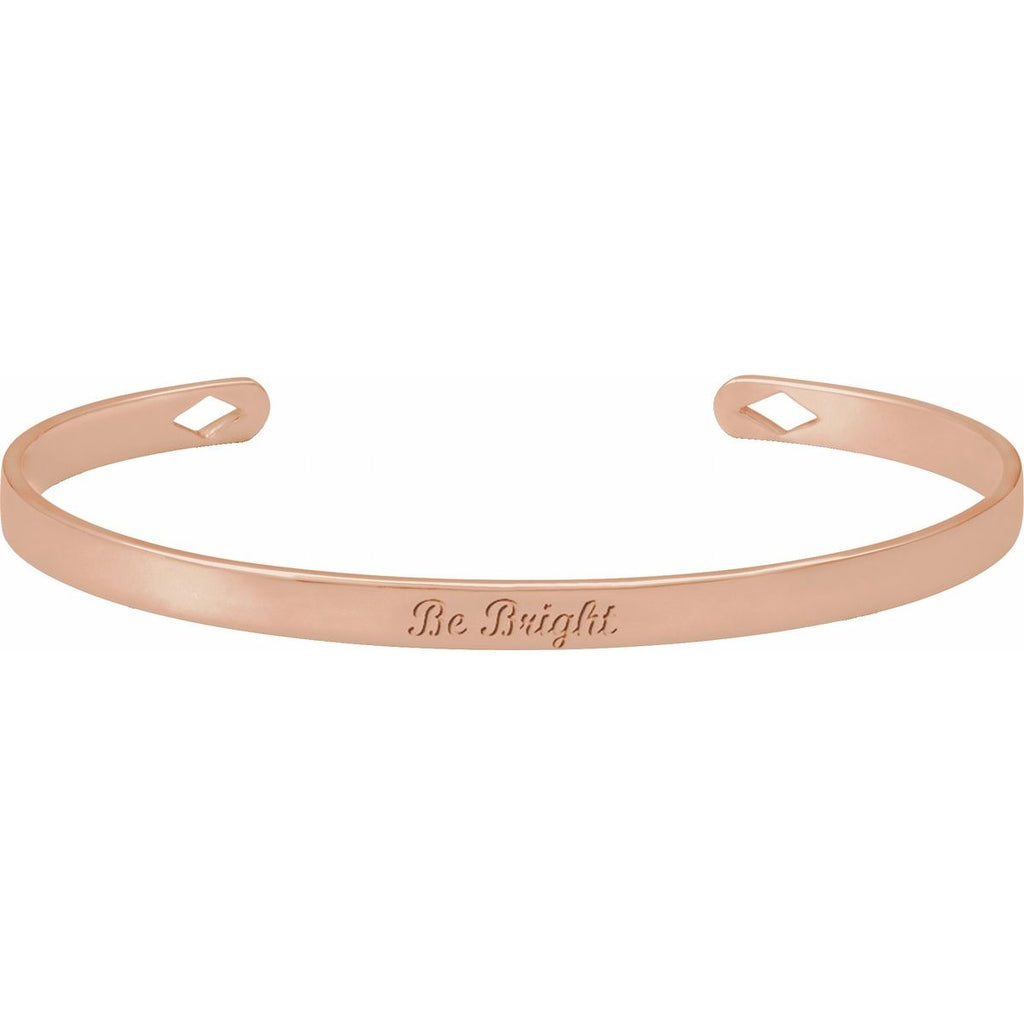 Engravable Pierced Diamond Cuff Bracelet in 14k rose gold