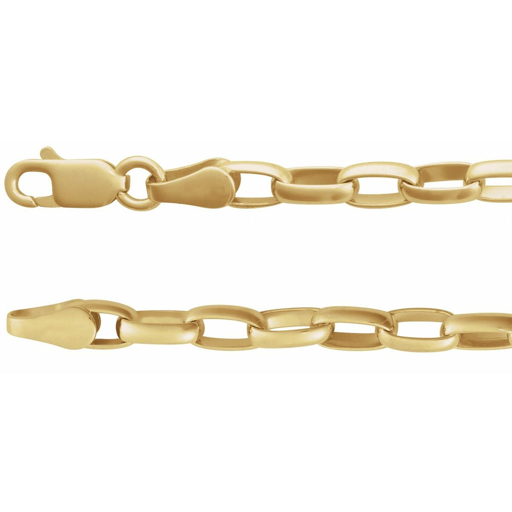 3.9 mm Puffed Oval Cable Chain in 14k yellow gold