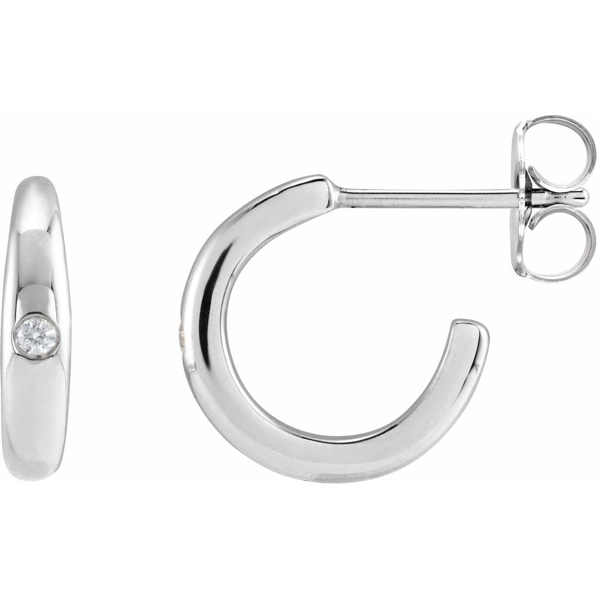 .03 CTW Natural Diamond 12 mm Hoop Earrings in 14k white gold