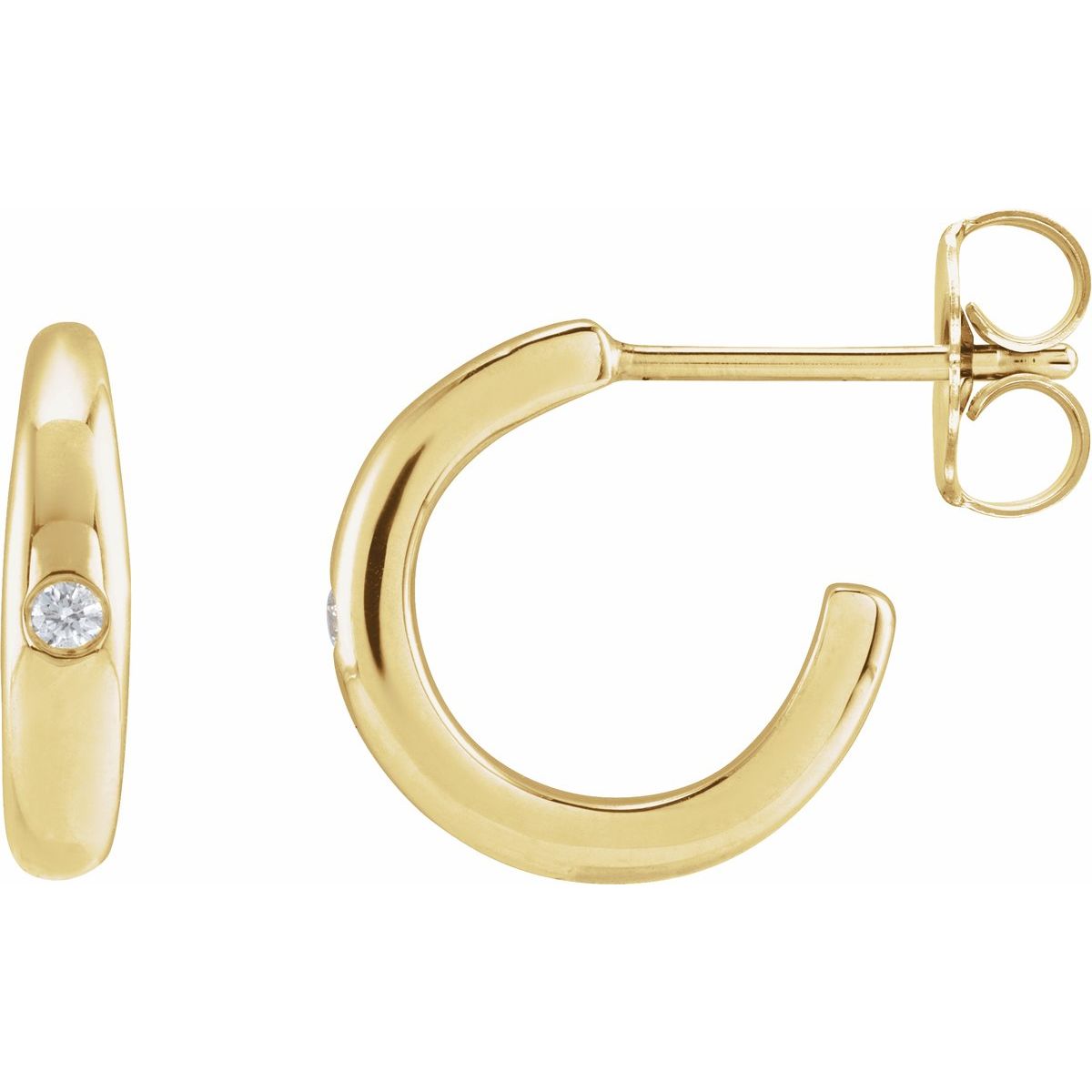 .03 CTW Natural Diamond 12 mm Hoop Earrings in 14k yellow gold
