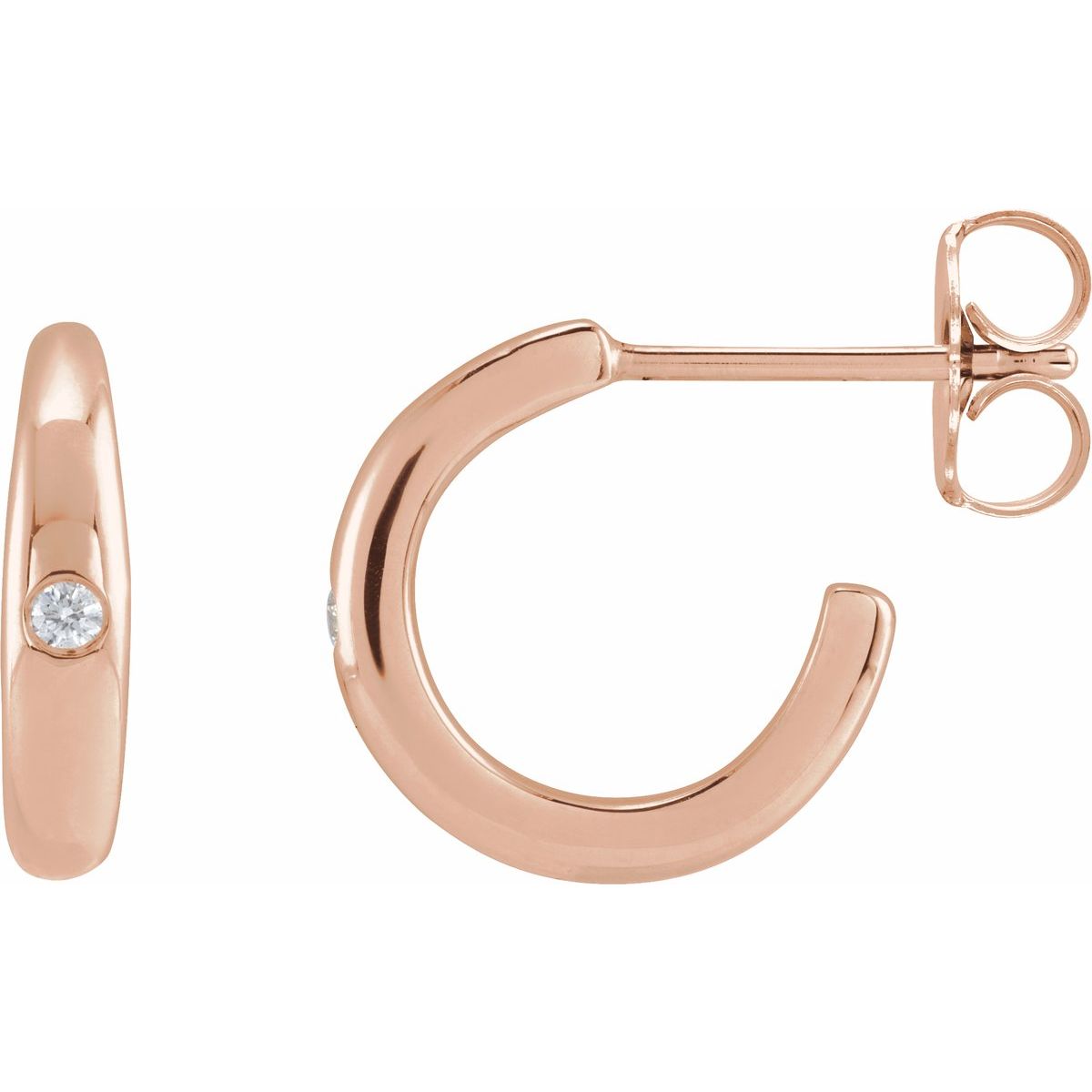 .03 CTW Natural Diamond 12 mm Hoop Earrings in 14k rose gold