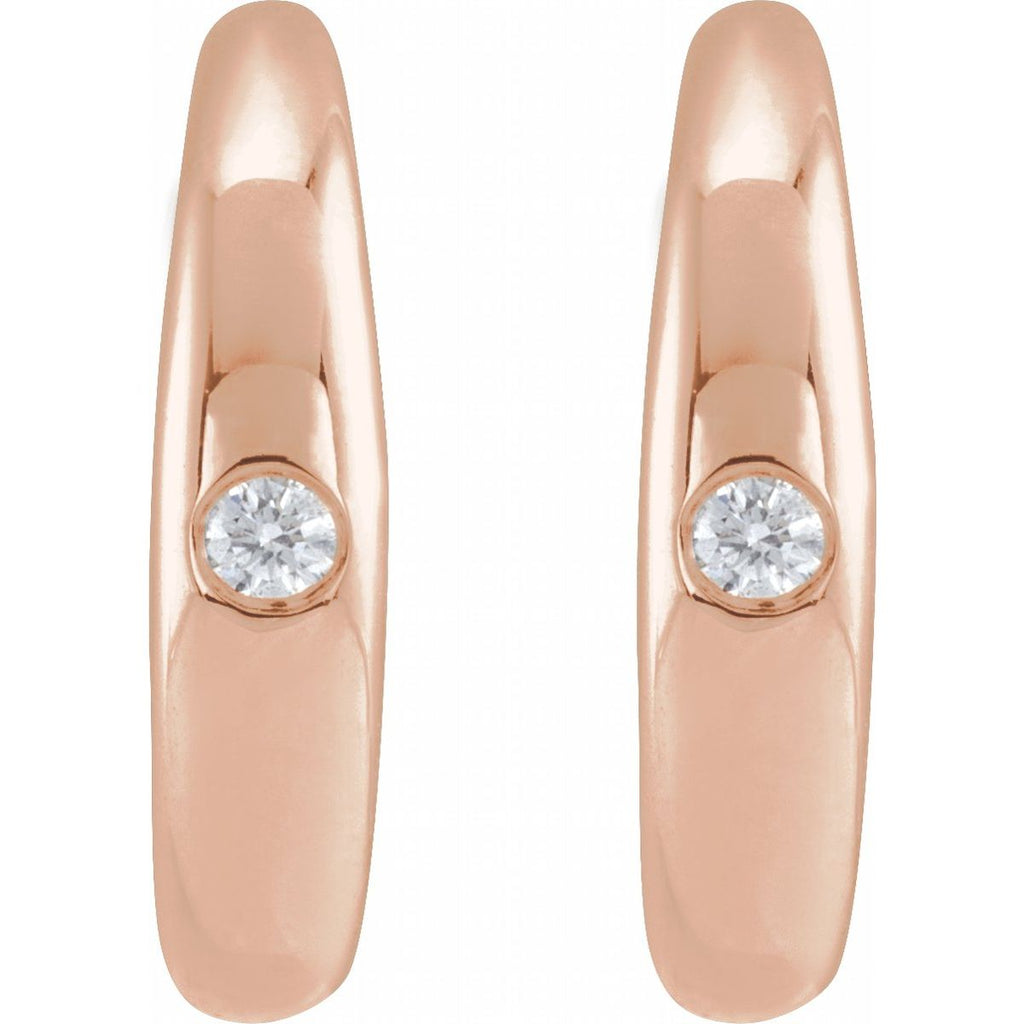 .03 CTW Natural Diamond 12 mm Hoop Earrings in 14k rose gold
