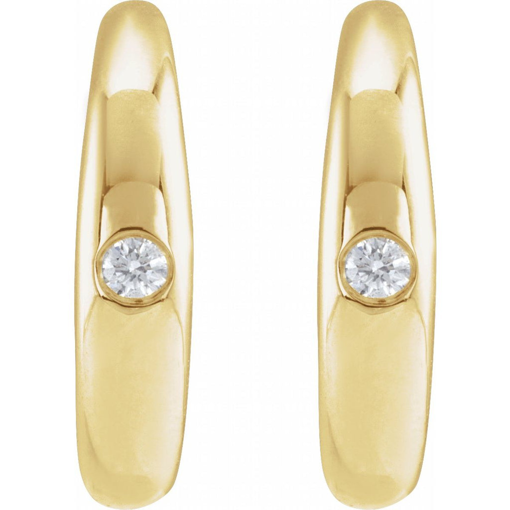 .03 CTW Natural Diamond 12 mm Hoop Earrings in 14k yellow gold