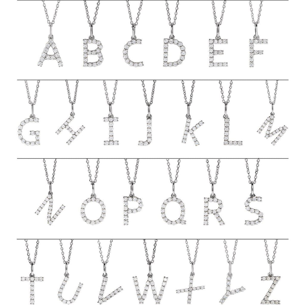 1/3 CTW Lab-Grown Diamond Initial M Necklace in 14k white gold