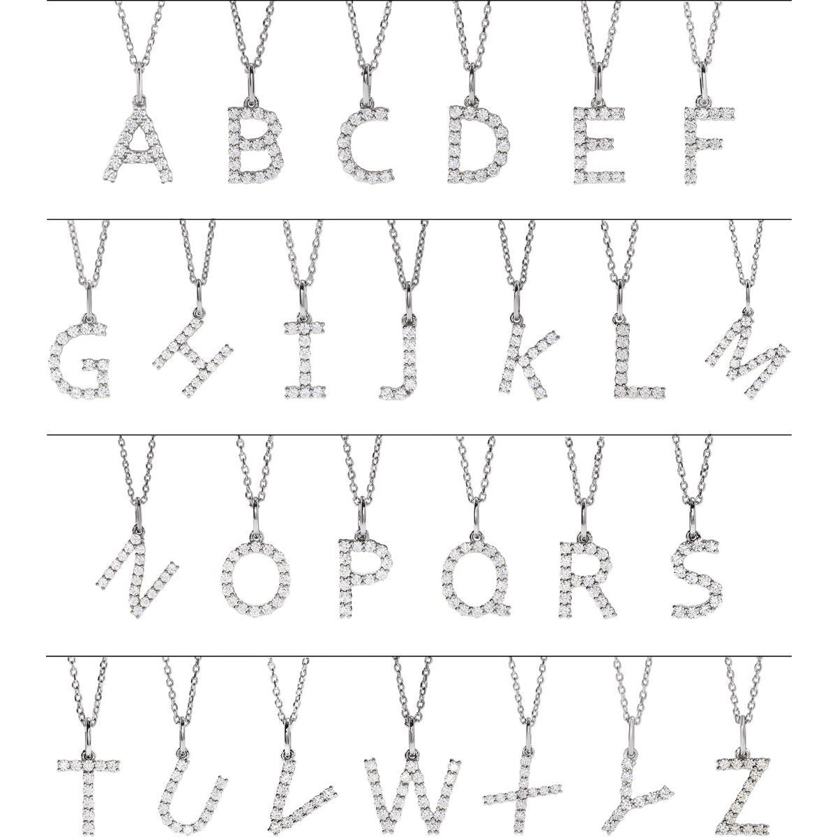 1/3 CTW Lab-Grown Diamond Initial M Necklace in 14k white gold