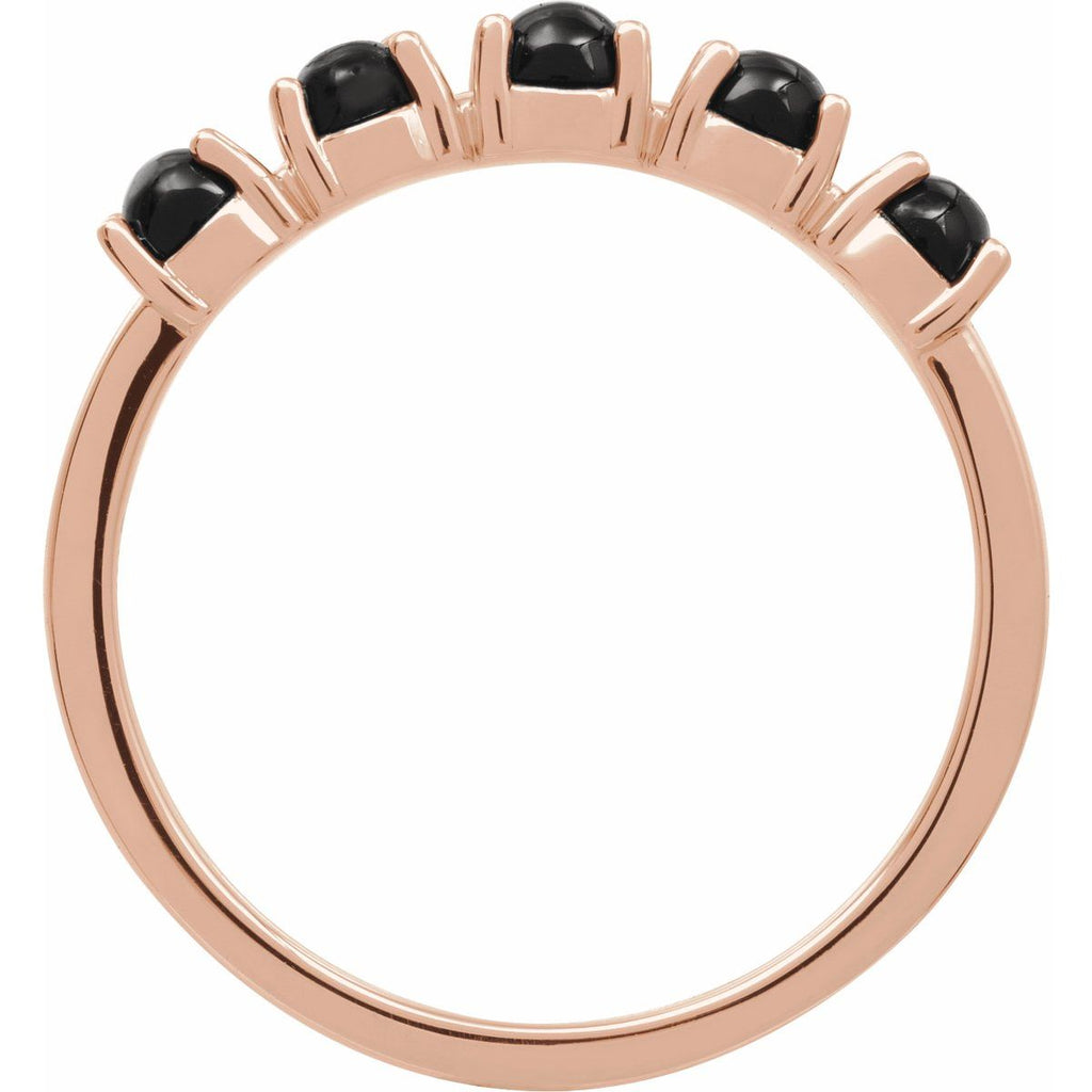 Natural Black Onyx Cabochon Stackable Ring in 14k rose gold