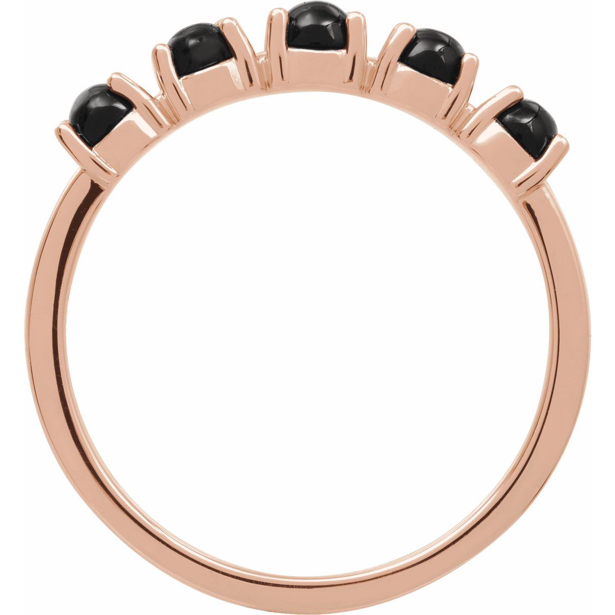 Natural Black Onyx Cabochon Stackable Ring in 14k rose gold