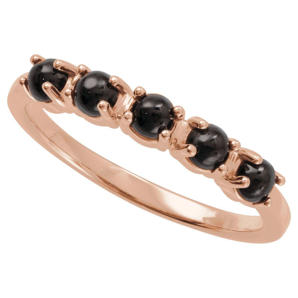 Natural Black Onyx Cabochon Stackable Ring in 14k rose gold