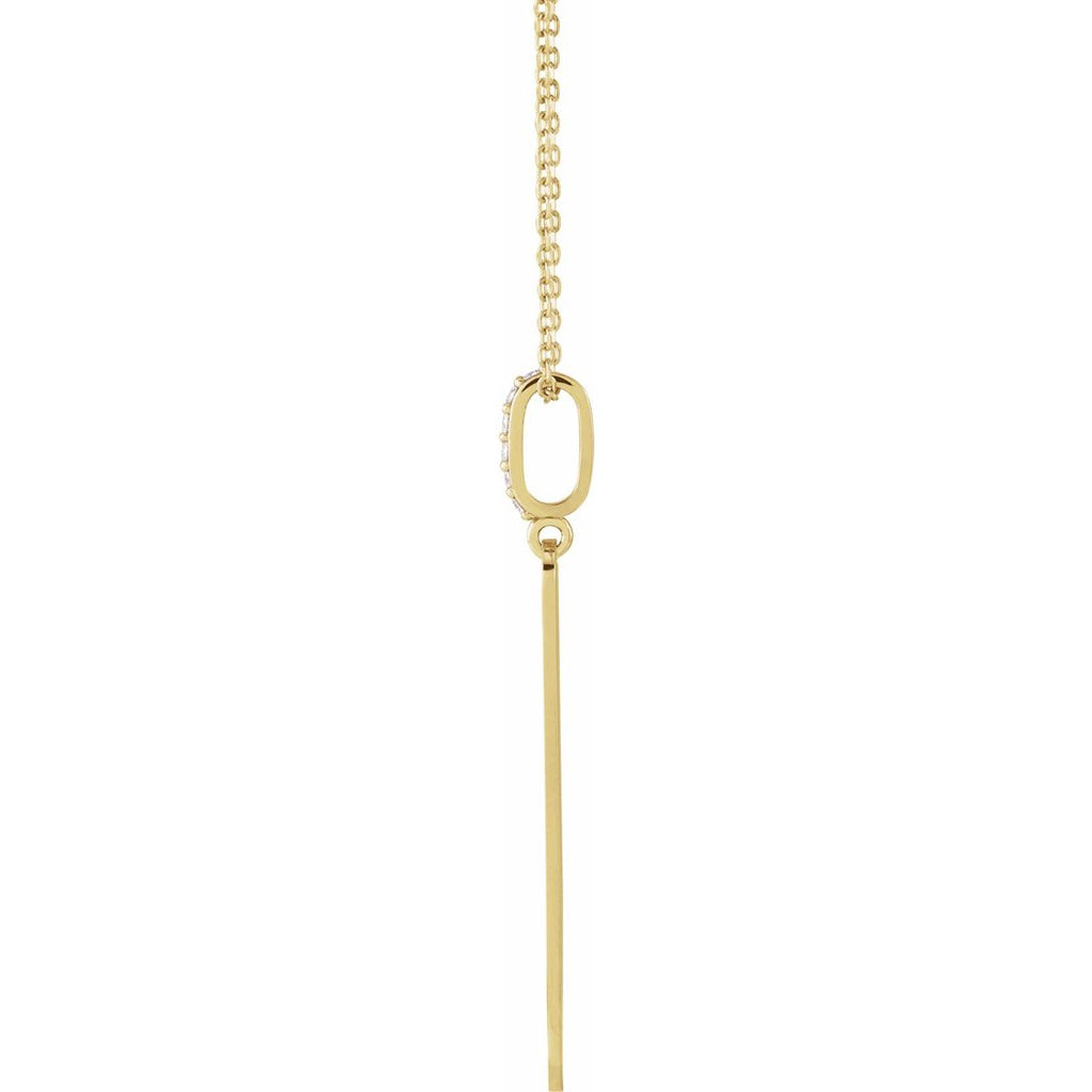 .05 CTW Natural Diamond Engravable Bar Necklace in 14k yellow gold