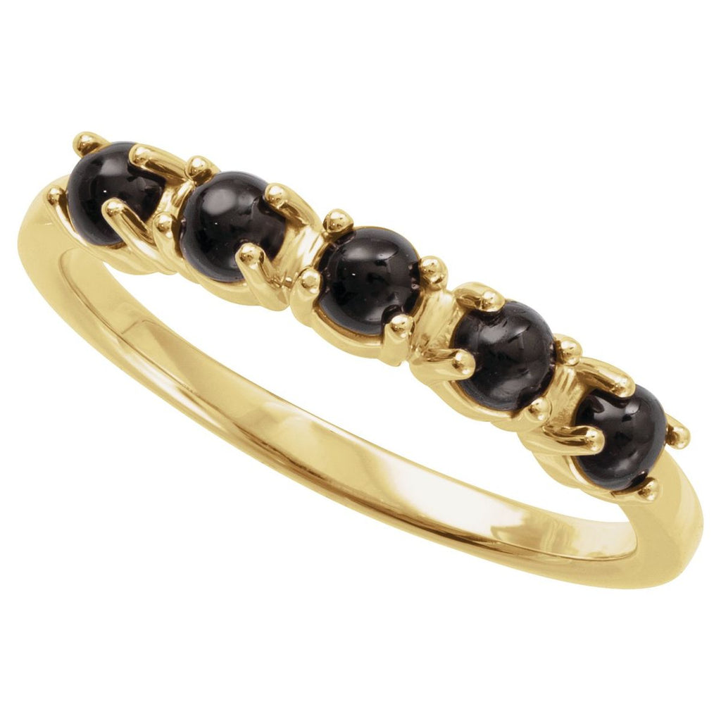 Natural Black Onyx Cabochon Stackable Ring in 14k yellow gold