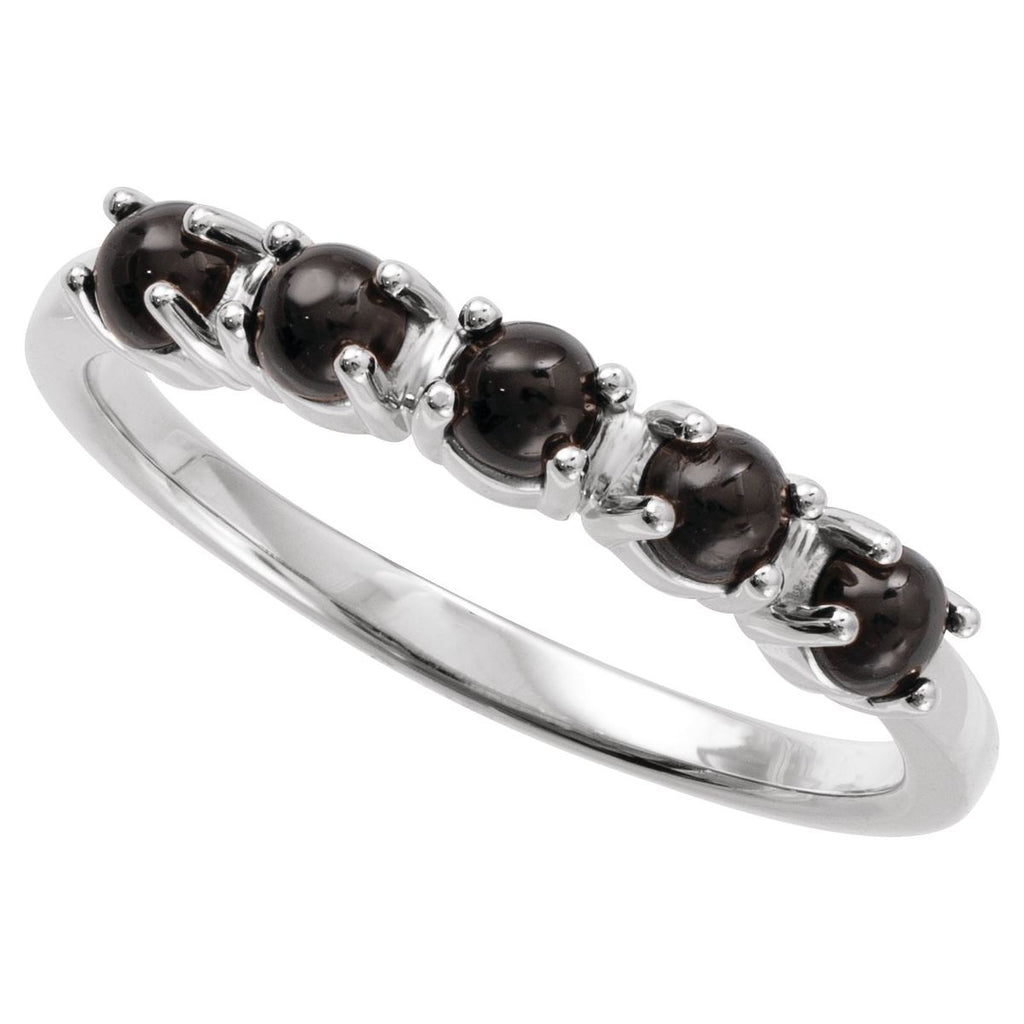 Natural Black Onyx Cabochon Stackable Ring in 14k white gold