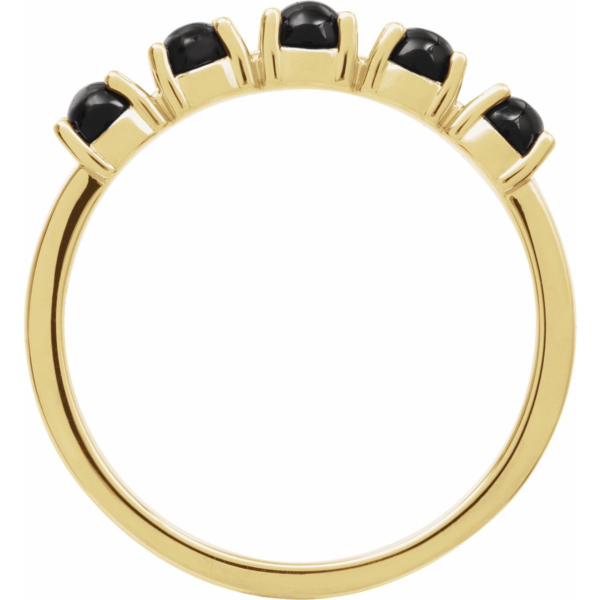 Natural Black Onyx Cabochon Stackable Ring in 14k yellow gold