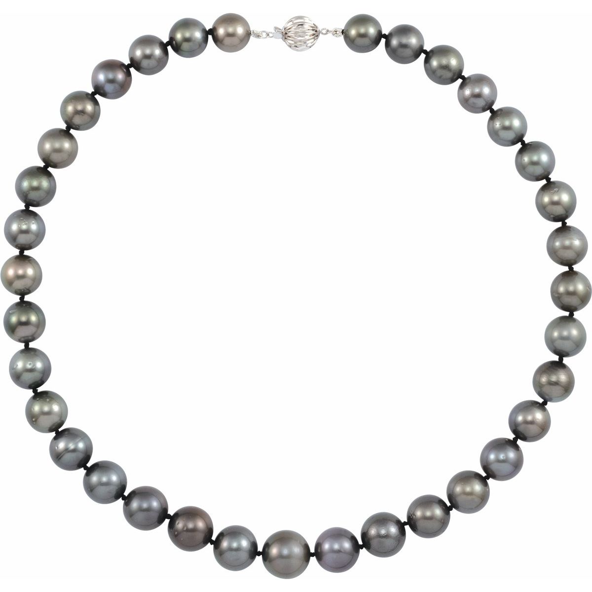 Cultured Gray Tahitian Pearl Necklace in 14k white gold