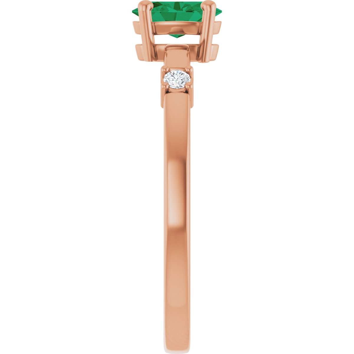 Lab-Grown Emerald & .05 CTW Natural Diamond Ring in 14k rose gold