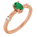 Lab-Grown Emerald & .05 CTW Natural Diamond Ring in 14k rose gold