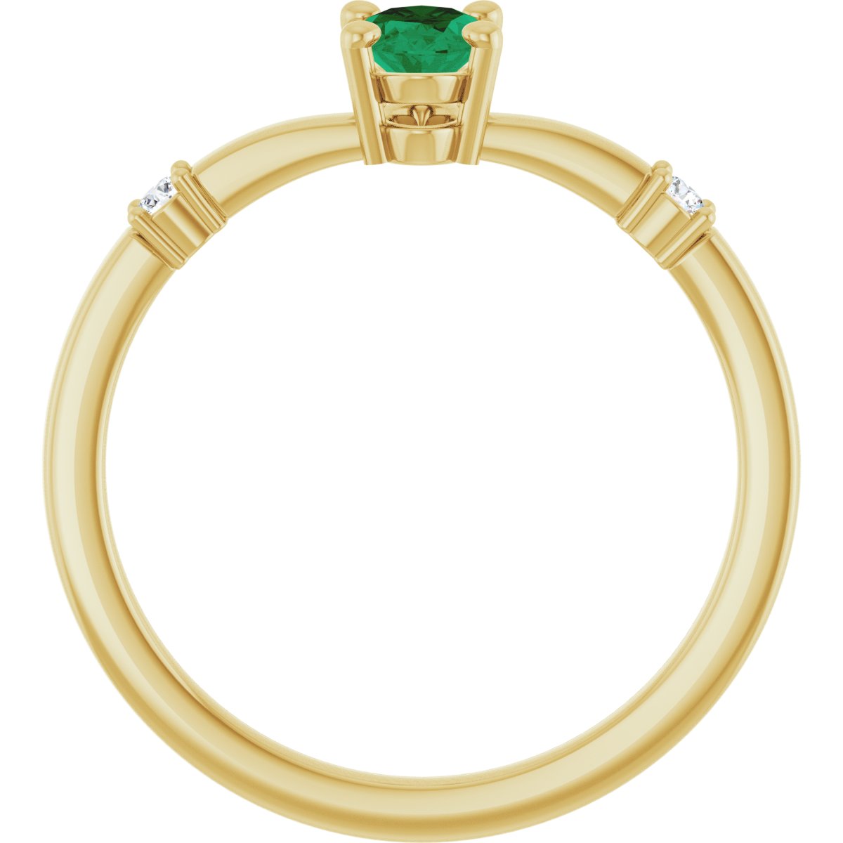 Lab-Grown Emerald & .05 CTW Natural Diamond Ring in 14k yellow gold