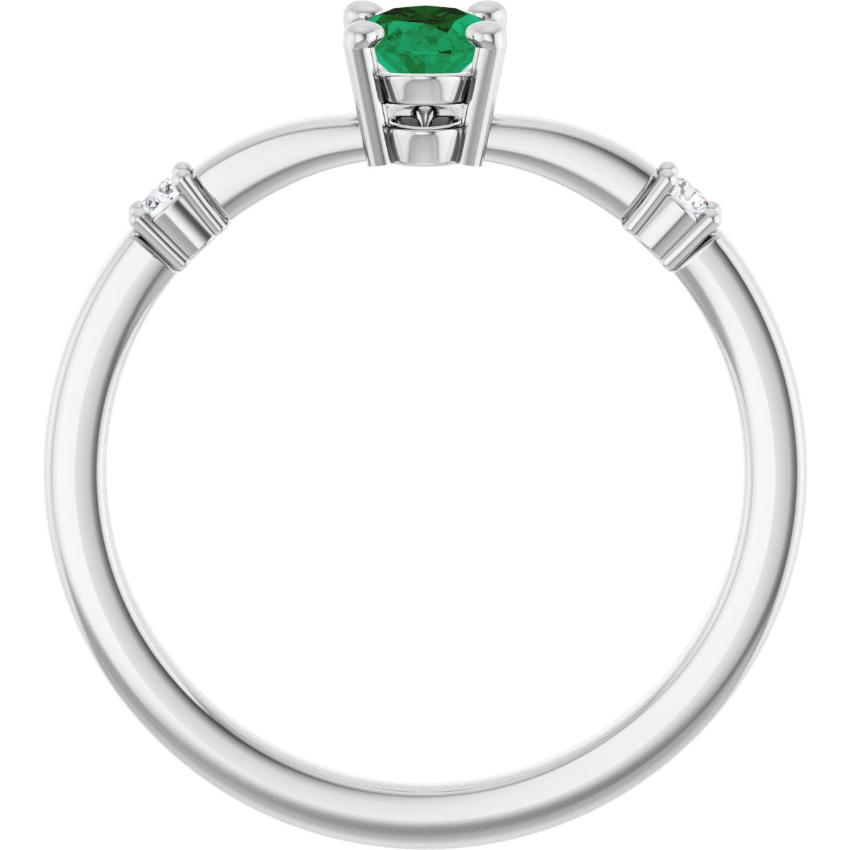 Lab-Grown Emerald & .05 CTW Natural Diamond Ring in 14k white gold