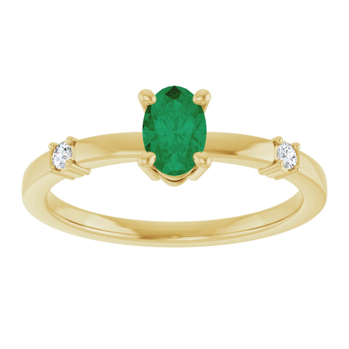 Lab-Grown Emerald & .05 CTW Natural Diamond Ring in 14k yellow gold