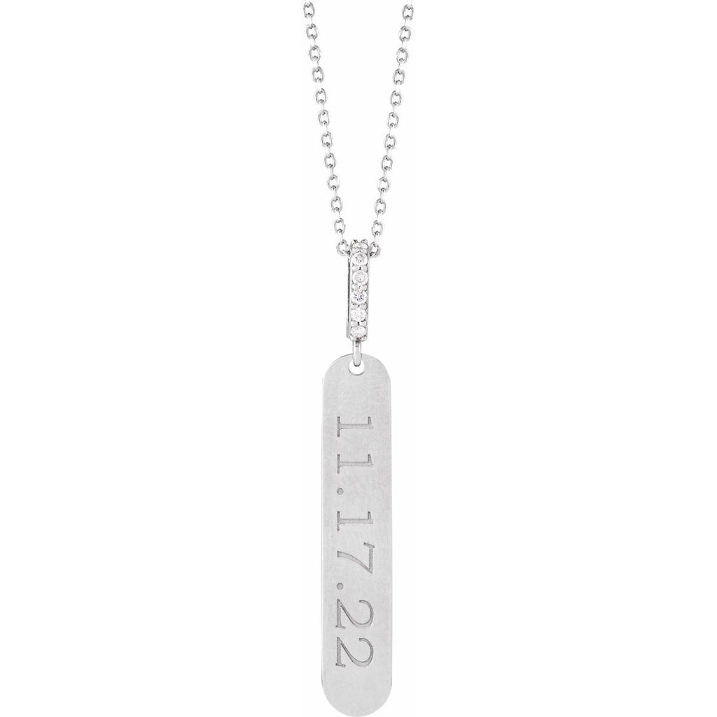 .05 CTW Natural Diamond Engravable Bar Necklace