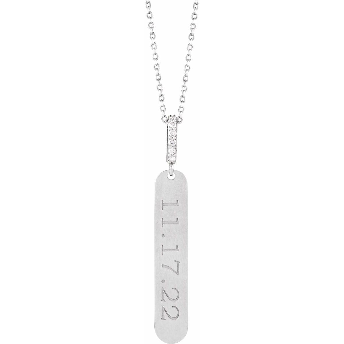.05 CTW Natural Diamond Engravable Bar Necklace
