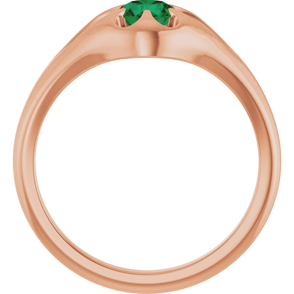 Natural Emerald Belcher Ring in 14k rose gold