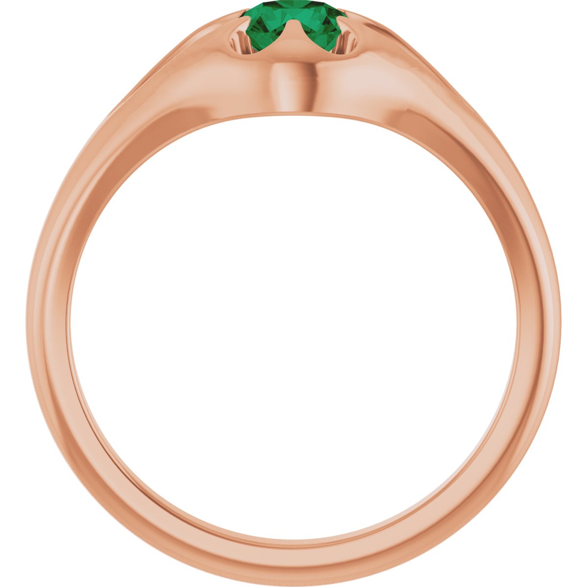 Natural Emerald Belcher Ring in 14k rose gold